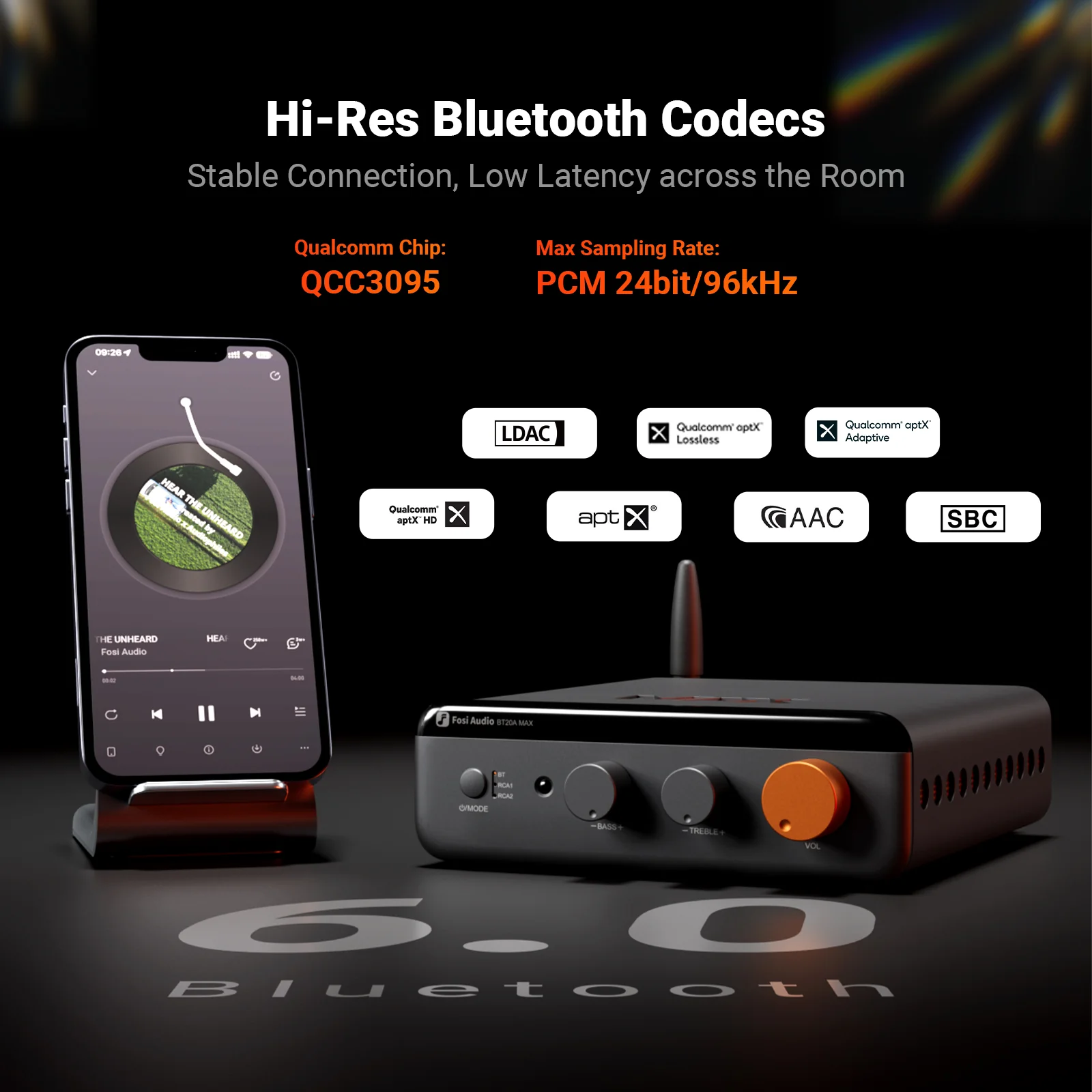 Fosi Audio BT20A MAX (48 V) wzmacniacz stereo z odbiornikiem Bluetooth
